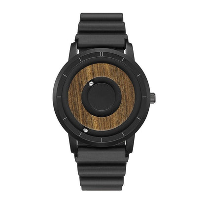 EUTOUR Wooden Face Magnetic Ball Watch – Slim Strap – detail view