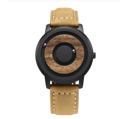EUTOUR Wooden Face Magnetic Ball Watch – Slim Strap – detail view