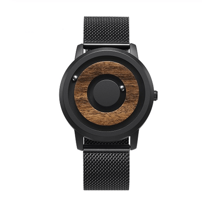 EUTOUR Wooden Face Magnetic Ball Watch – Slim Strap – detail view