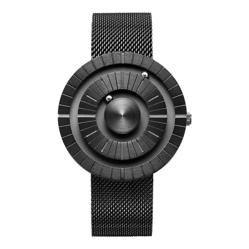 Montre-bracelet en acier inoxydable de sport créatif de mode pour hommes perle magnétique