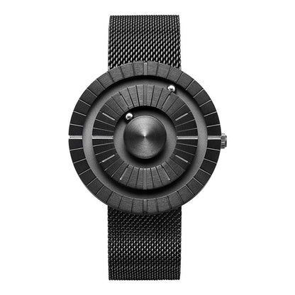 Magnetic Bead Sports Watch – Black Stainless Steel – detail view
