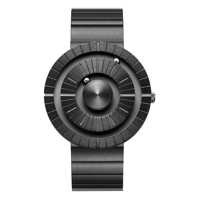 Montre-bracelet en acier inoxydable de sport créatif de mode pour hommes perle magnétique