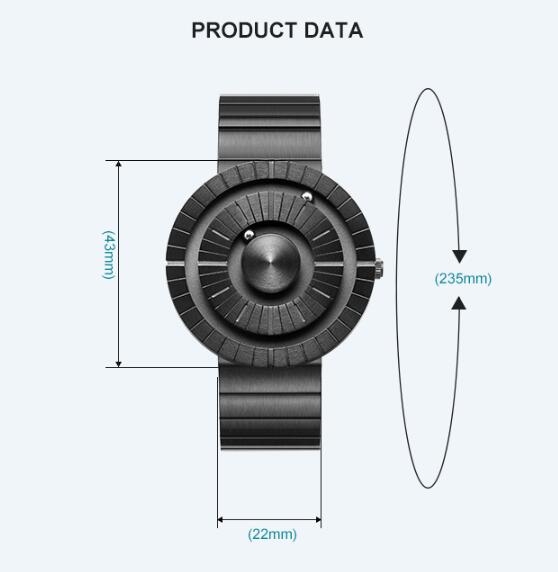 Montre-bracelet en acier inoxydable de sport créatif de mode pour hommes perle magnétique