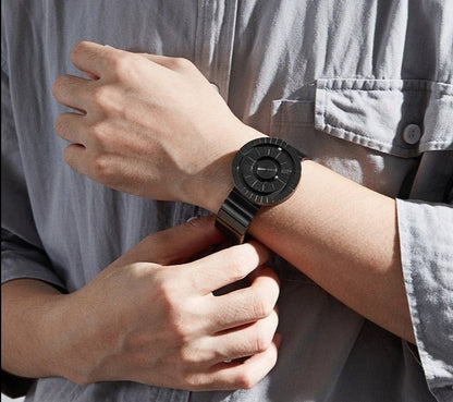 Magnetic Bead Sports Watch – Black Stainless Steel – detail view