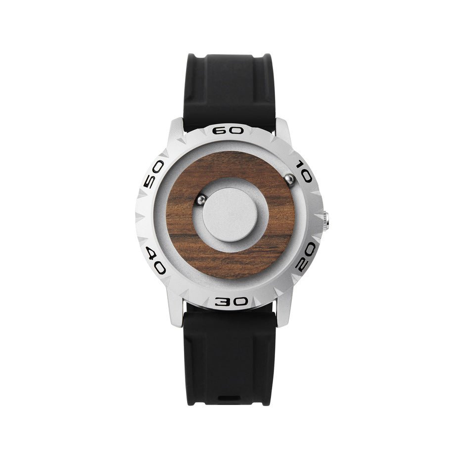 Wooden Face Magnetic Ball Watch – Natural Grain Dial – detail view