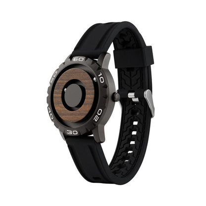 Wooden Face Magnetic Ball Watch – Natural Grain Dial – detail view