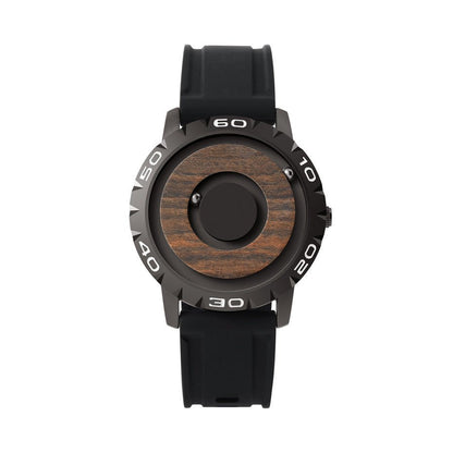 Wooden Face Magnetic Ball Watch – Natural Grain Dial – front view