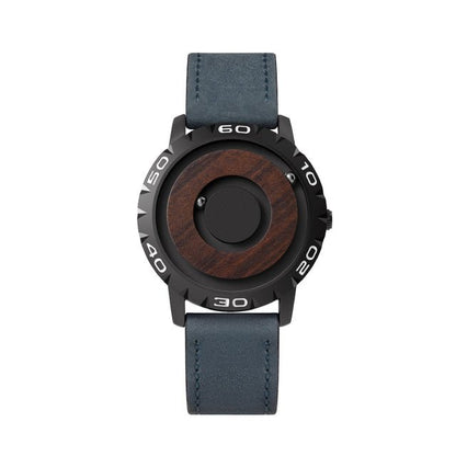 Wooden Face Magnetic Ball Watch – Natural Grain Dial – detail view